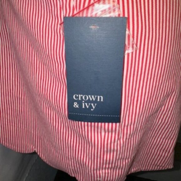 Crown & Ivy Ladies Watermelon and white striped shorts size 14 NWT. 4” inseam. S - Picture 10 of 12